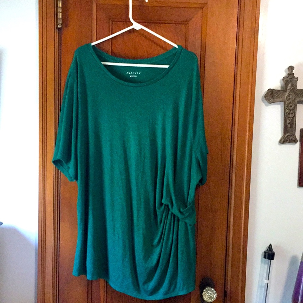 Ava and Viv 4x teal ruched top